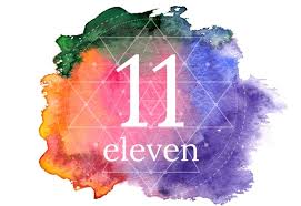 Number 11 on watercolor background