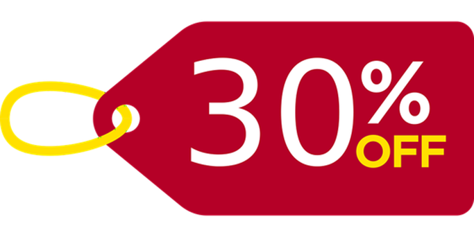 Red sale tag for 30% off