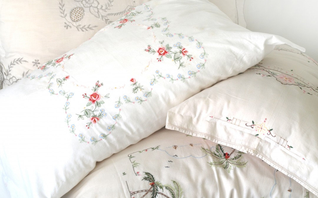 Pillow cases made from vintage
linens