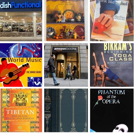 Collage of books for sale at Dishfunctional