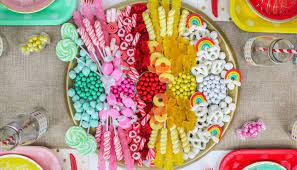 Tray of colored candy