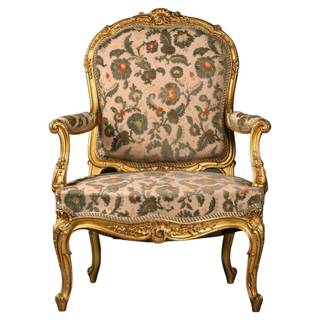 Louis XV Style Giltwood Fauteuil By François Linke, Paris
