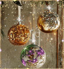 Christmas balls with animated sparkles
