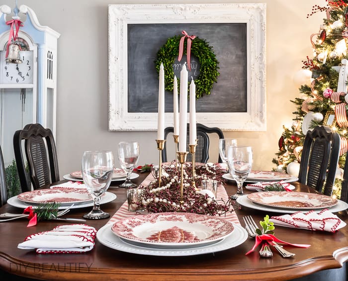 Vintage farmhouse Christmas tablescape