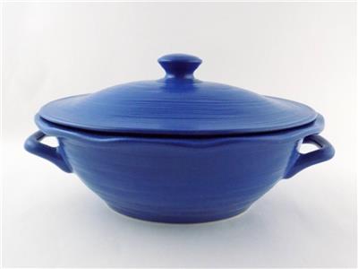 blue casserole dish with lid
