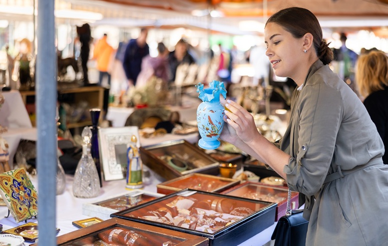 Woman at a flea market