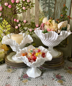 Milk glass candy dishes