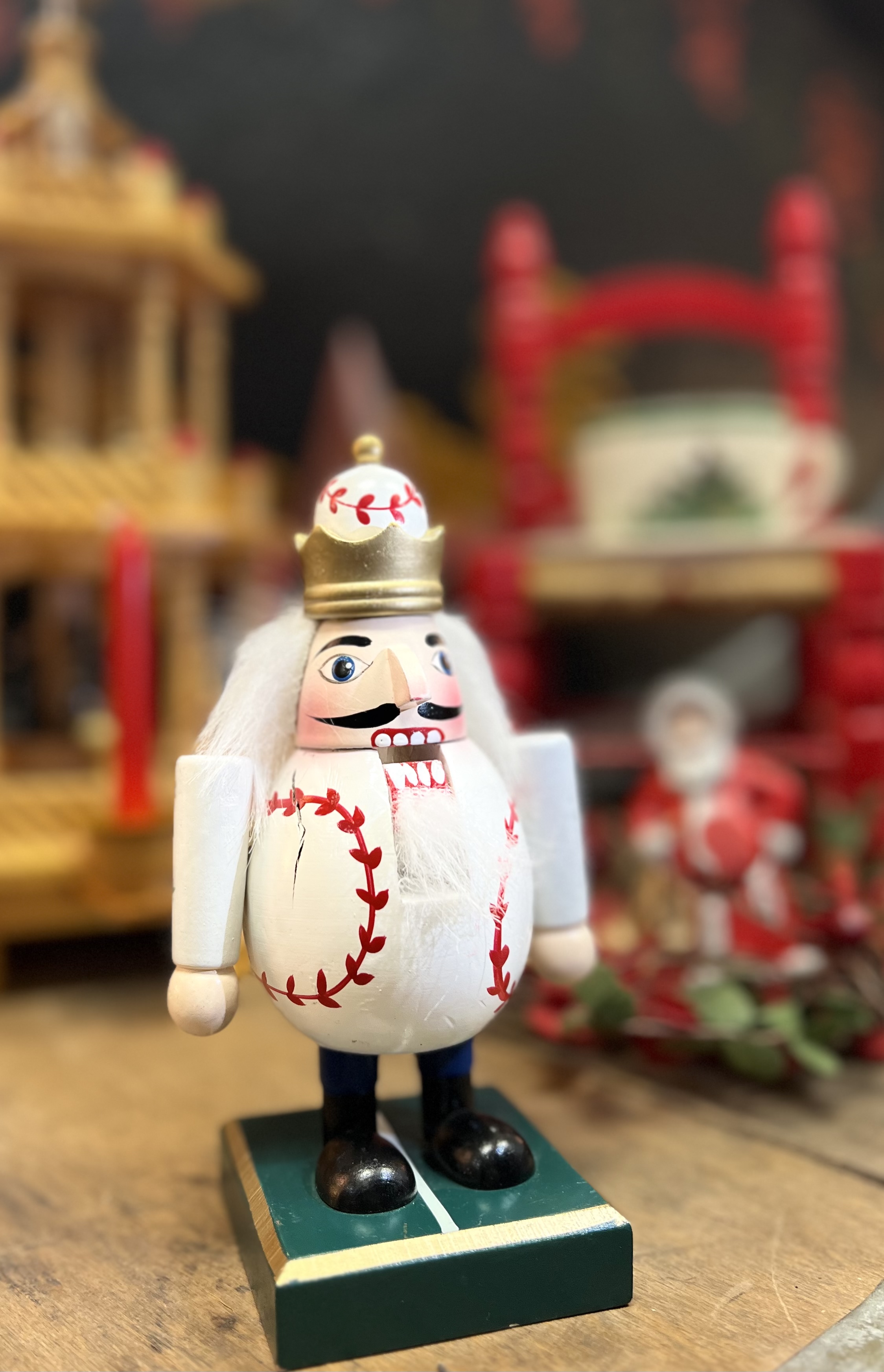 Christmas nutcracker shaped like a baseball