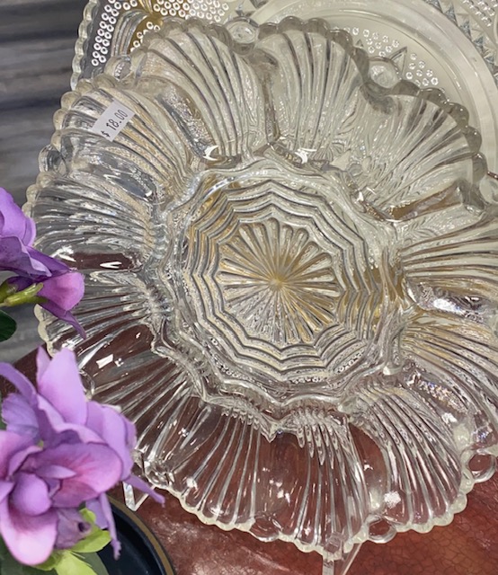 Glass deviled egg dish