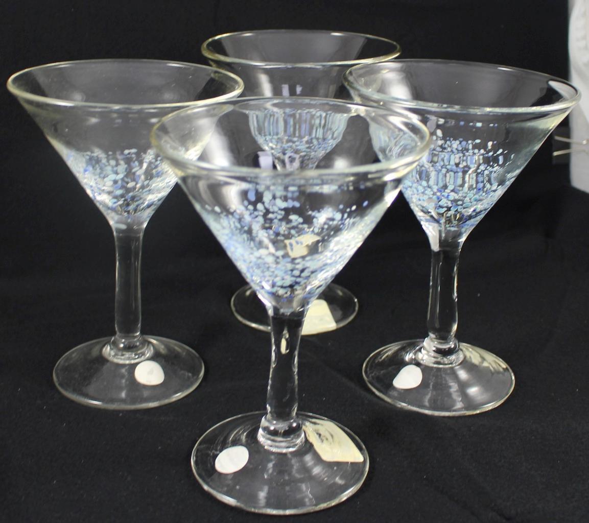 Martini glasses with blue design