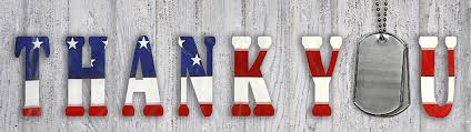 US flag thank you sign with dog tags