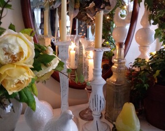 Brass candlesticks painted white