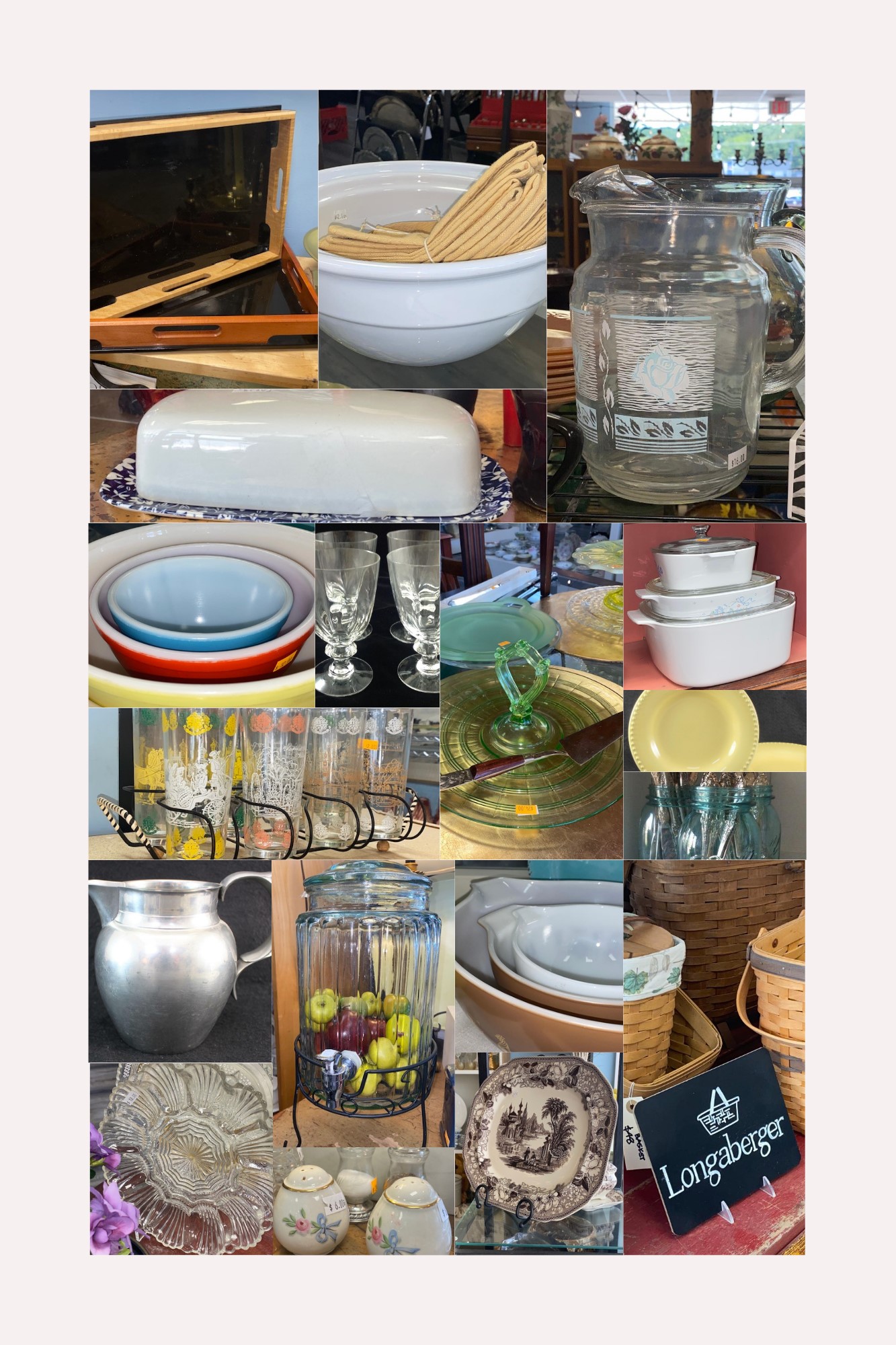 Collage of vintage serveware