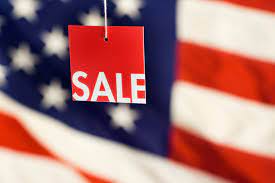 Sale Sign with US Flag