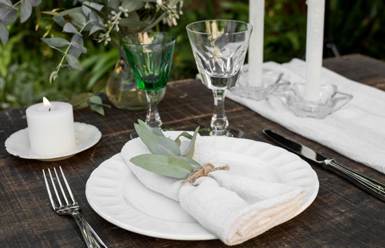 Placesetting on a dining room table