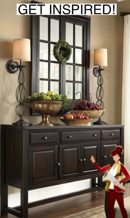 buffet table and mirror