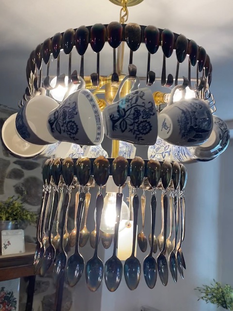 DIY teacup chandelier