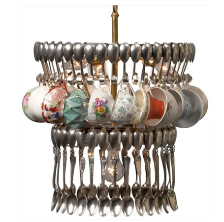 Teacup and silver spoon chandelier sold by: EuroLux